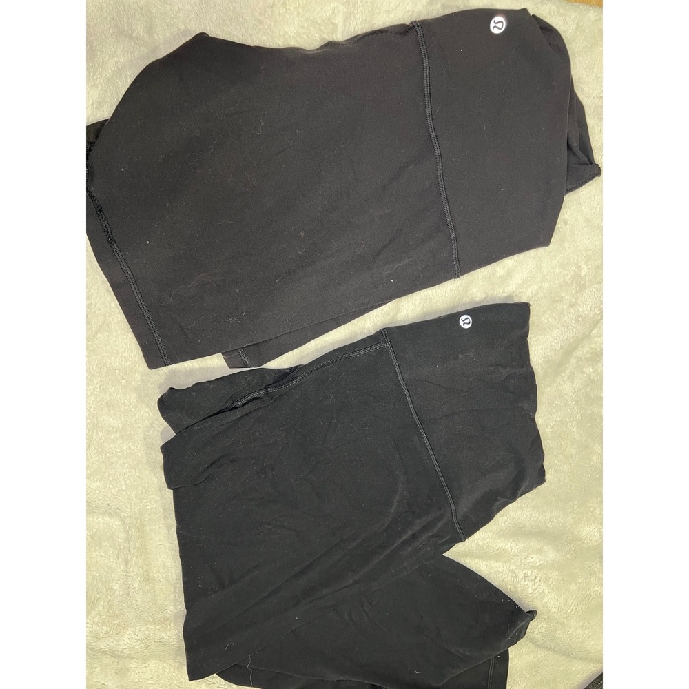 Lululemon Womens Leggings and Biker Shorts Set High Waisted Black Size 12